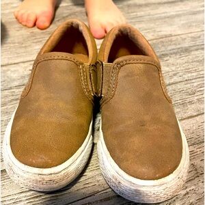 Carters natural brown tan toddler boy dress shoes with Velcro close size 9